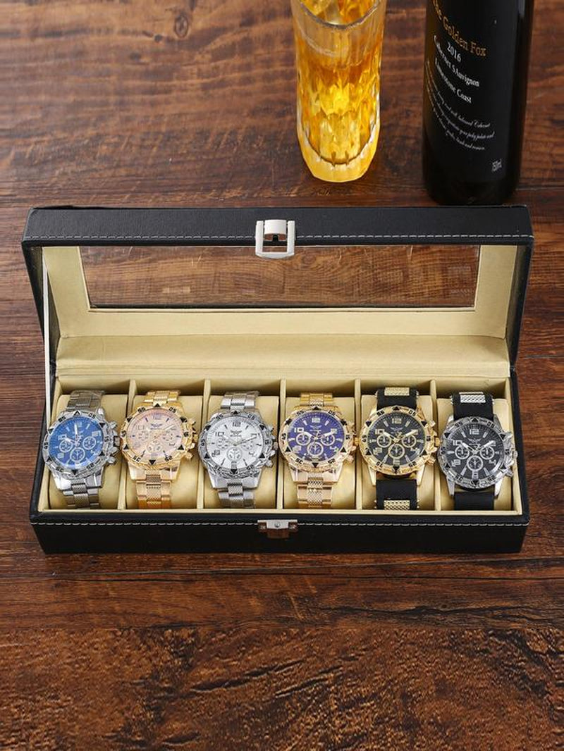 Men'S Business round Dial Analog Quartz Watch Set, Men'S Watch Set with Box, Fashionable Watches for Men Luxury Watches Wristwatch Set for Men as Gifts, Watches for Men