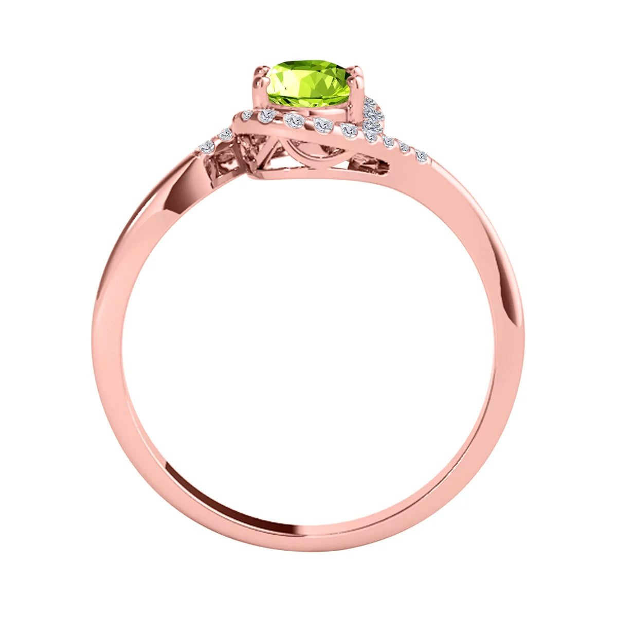 Engagement Rings for Women 1.00 Carat Peridot & Halo Diamond Engagement Ring Prong-Setting 14K Solid Rose Gold