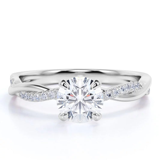 1 Carat round Cut Moissanite and Diamond Infinity Multi-Stone Engagement Ring in 10K White Gold