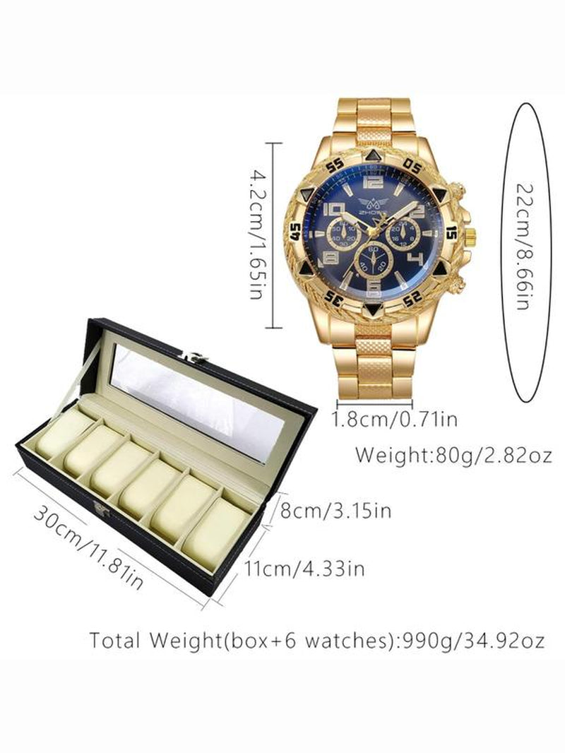 Men'S Business round Dial Analog Quartz Watch Set, Men'S Watch Set with Box, Fashionable Watches for Men Luxury Watches Wristwatch Set for Men as Gifts, Watches for Men