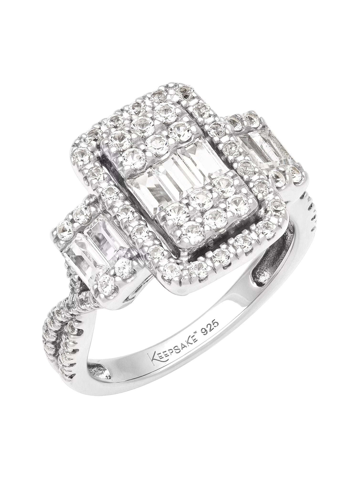 1 3/8 Carat TGW Created White Sapphire Women'S "Lumina Gem" Engagement Ring in Sterling Silver