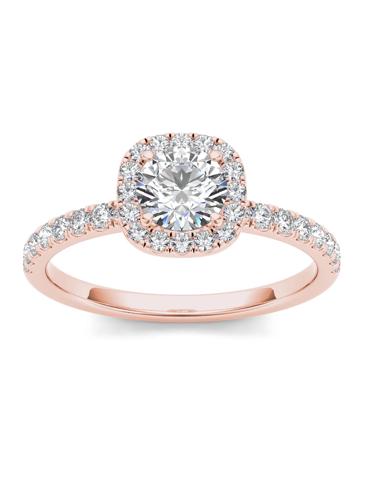 1Ct TDW Diamond 14K Rose Gold Halo Engagement Ring (H-I, I2)