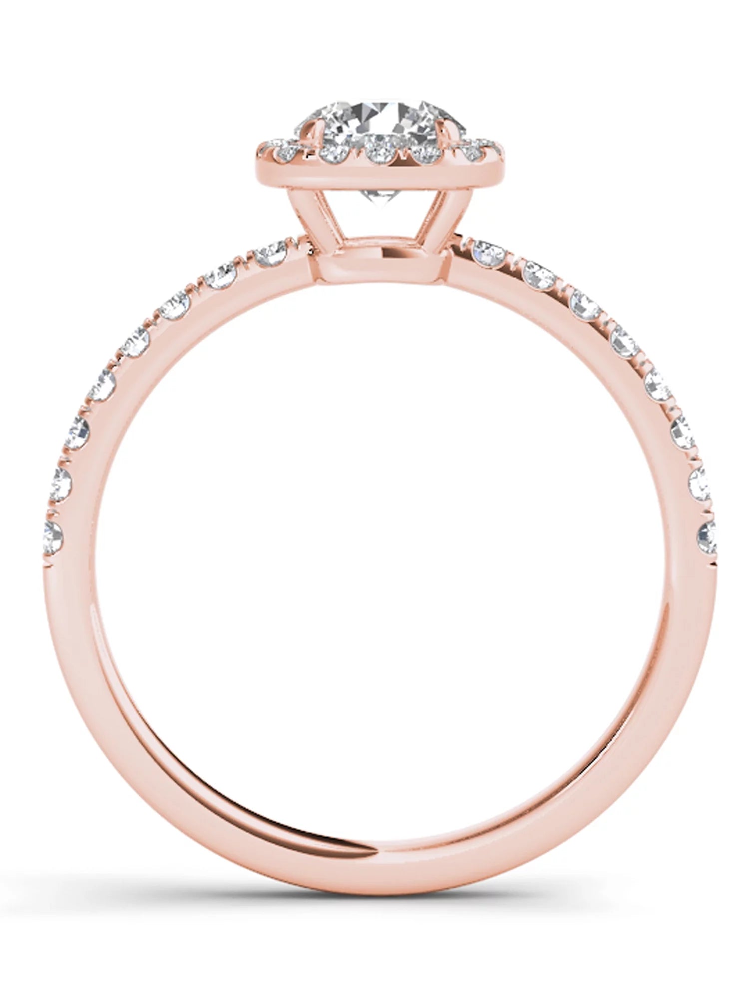 1Ct TDW Diamond 14K Rose Gold Halo Engagement Ring (H-I, I2)