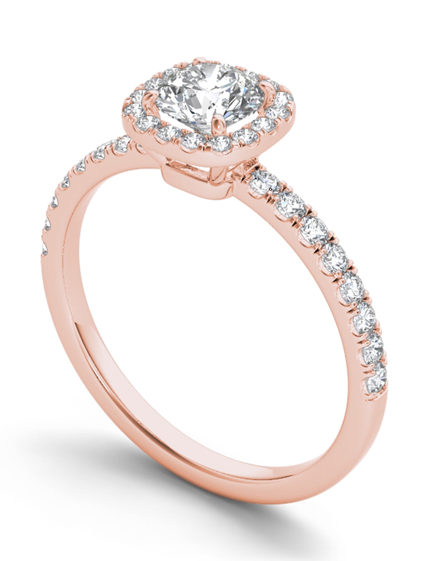 1Ct TDW Diamond 14K Rose Gold Halo Engagement Ring (H-I, I2)