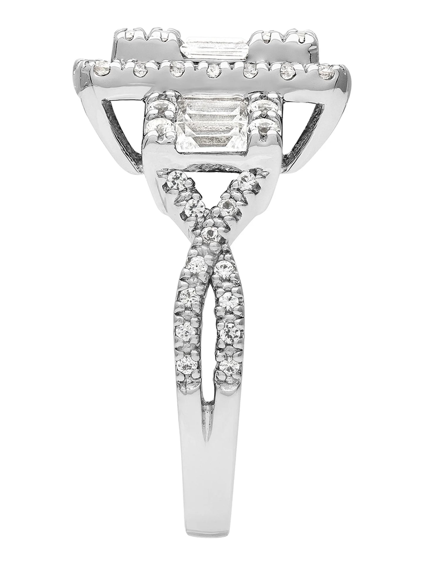 1 3/8 Carat TGW Created White Sapphire Women'S "Lumina Gem" Engagement Ring in Sterling Silver