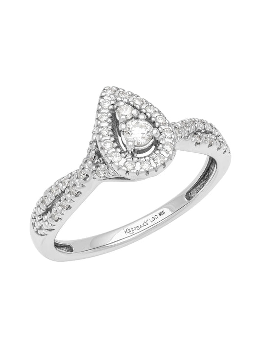 1/4 Carat TW Lab-Grown Diamond Halo Women'S "Luminary" Engagement Ring in Sterling Silver