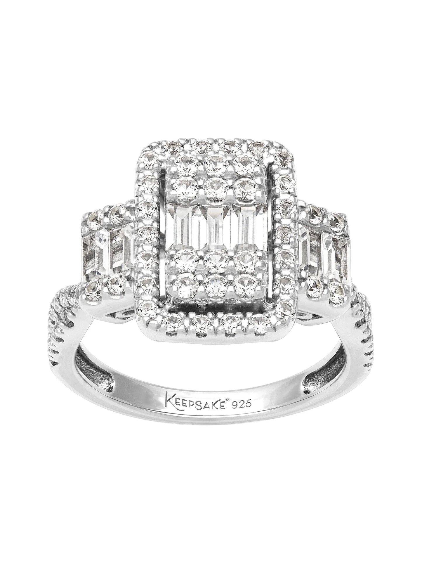 1 3/8 Carat TGW Created White Sapphire Women'S "Lumina Gem" Engagement Ring in Sterling Silver