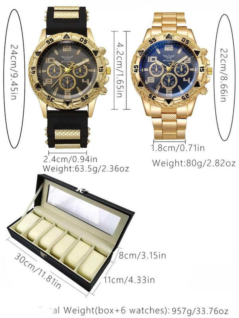 Men'S Business round Dial Analog Quartz Watch Set, Men'S Watch Set with Box, Fashionable Watches for Men Luxury Watches Wristwatch Set for Men as Gifts, Watches for Men