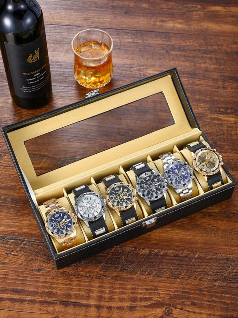 Men'S Business round Dial Analog Quartz Watch Set, Men'S Watch Set with Box, Fashionable Watches for Men Luxury Watches Wristwatch Set for Men as Gifts, Watches for Men